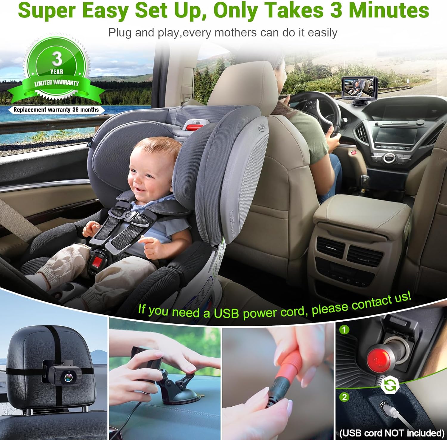 SafeNest Baby Car Camera – See Your Baby While You Drive